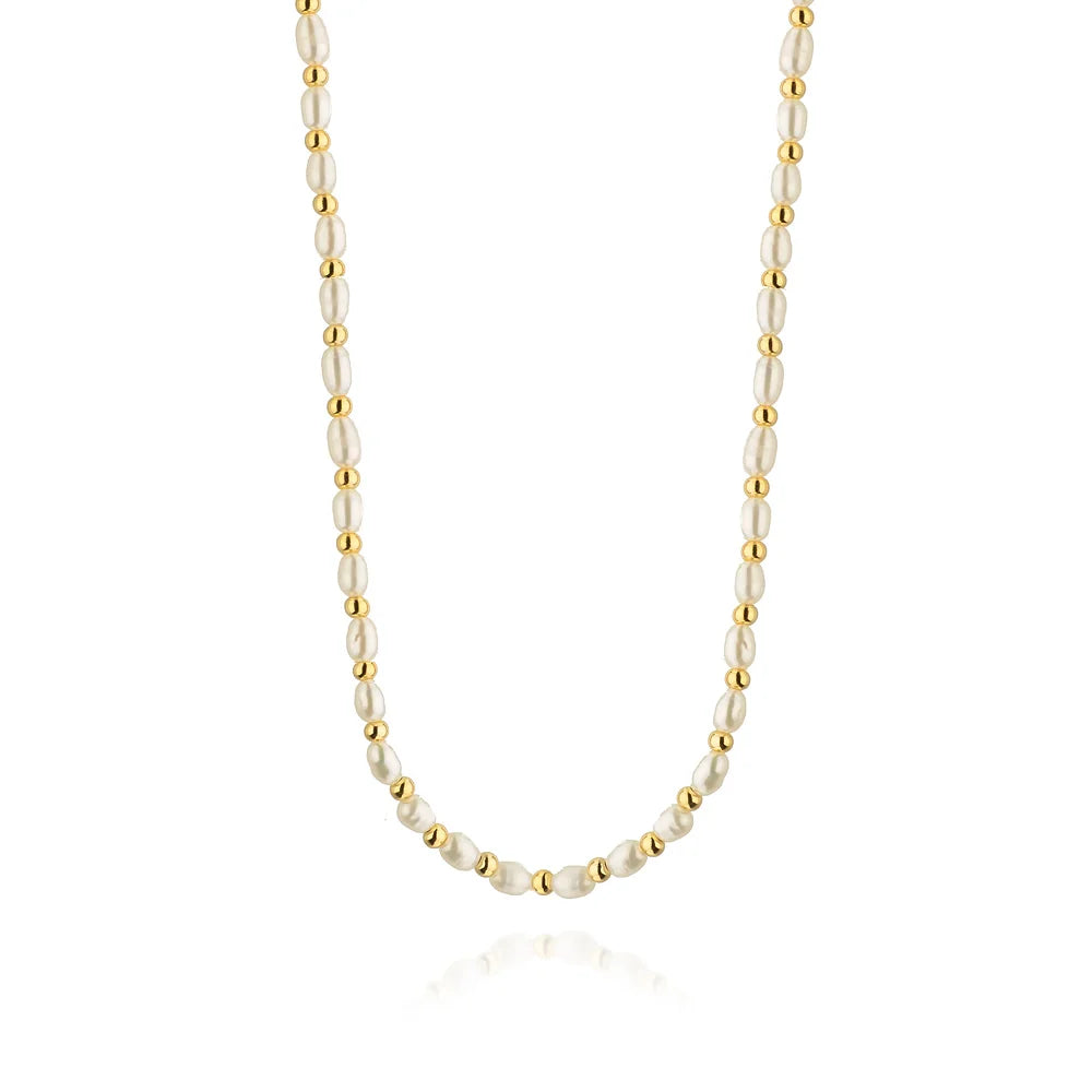 Gold-Plated Silver (925) Necklace | Pearl Choker | GREMARI Jewelry