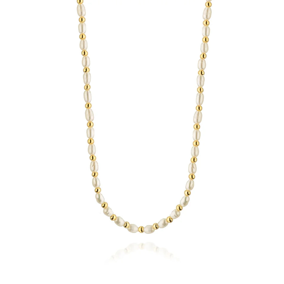 Gold-Plated Silver (925) Necklace | Pearl Choker | GREMARI Jewelry