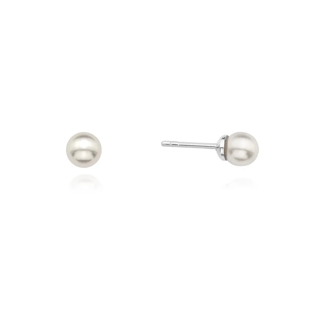 Classic wedding silver earrings with 4mm natural pearl. Perfect for a gift.
