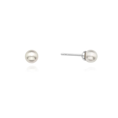 Classic wedding silver earrings with 4mm natural pearl. Perfect for a gift.