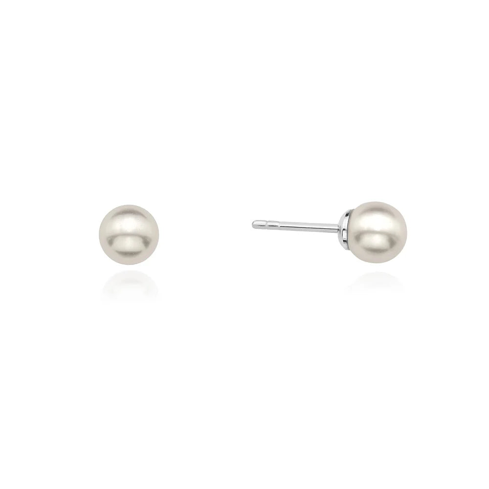 Classic wedding silver earrings with 6mm natural pearl. Perfect for a gift.