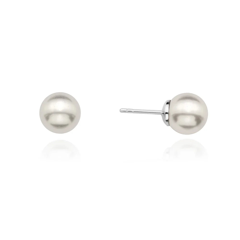 Classic wedding silver earrings with 8mm natural pearl. Perfect for a gift.