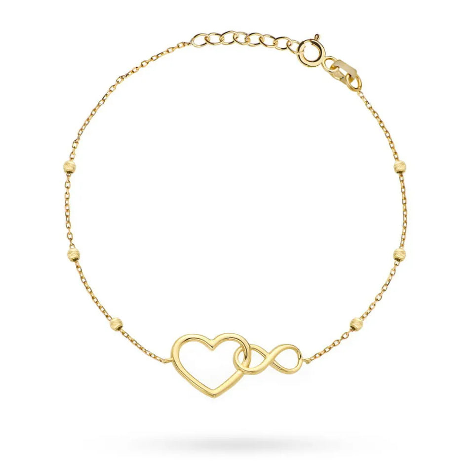 Gold Bracelet with Heart and Infinity