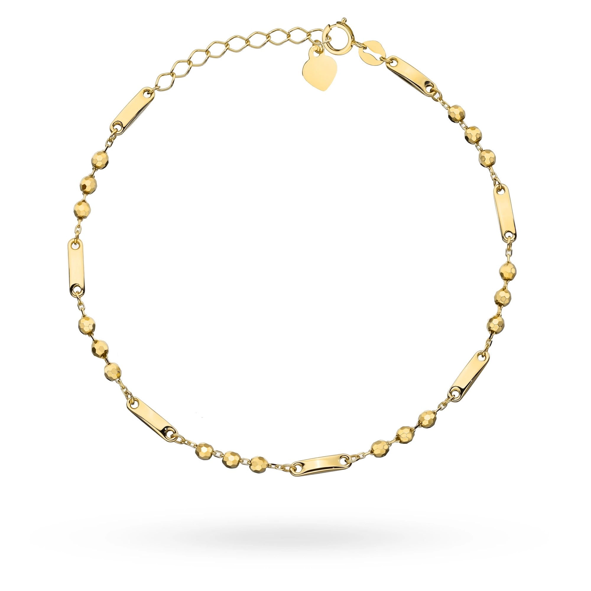 zlatý náramek s destičkami a korálky barva b gw 355 585