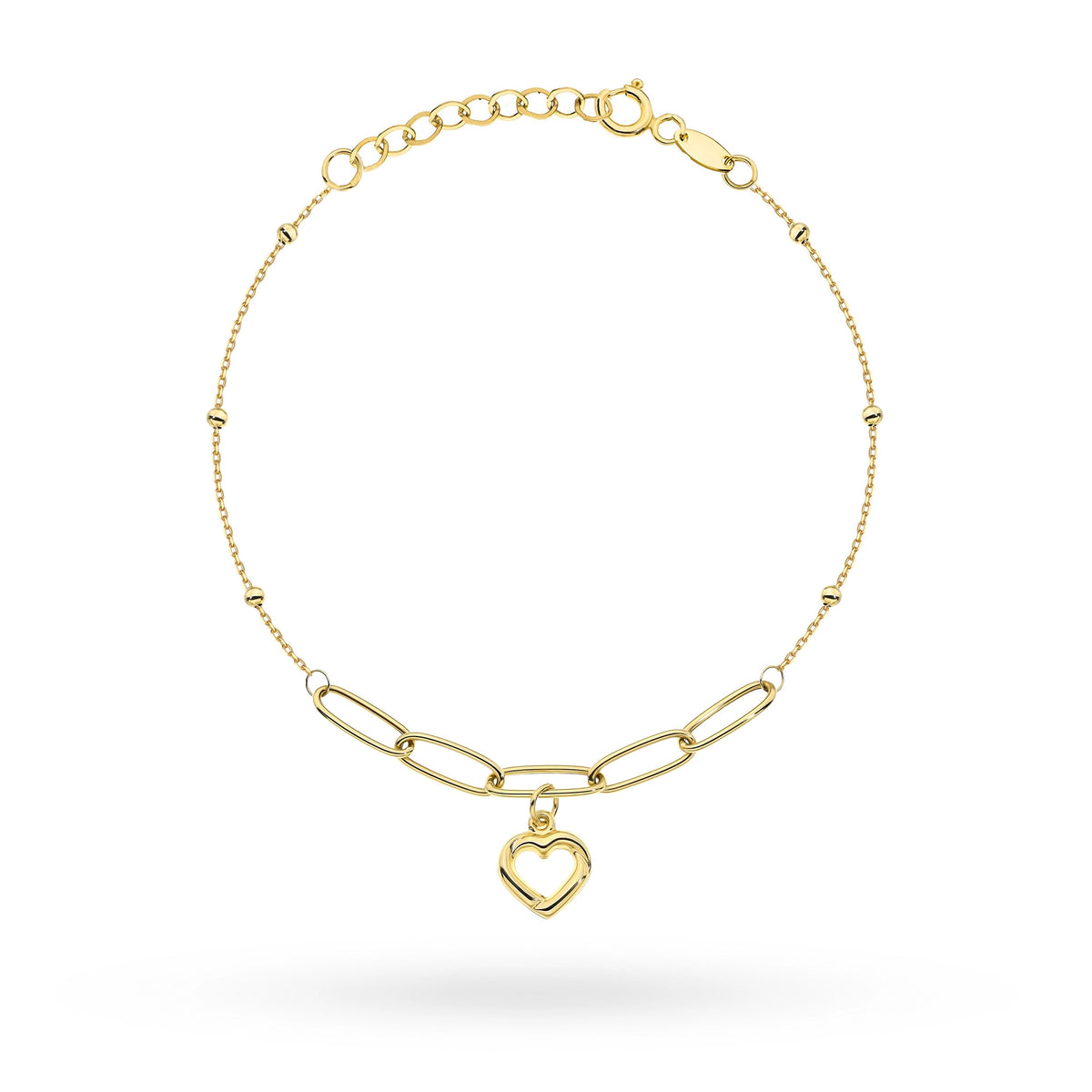 zlatý náramek se srdcem a korálky b-gw-447-585