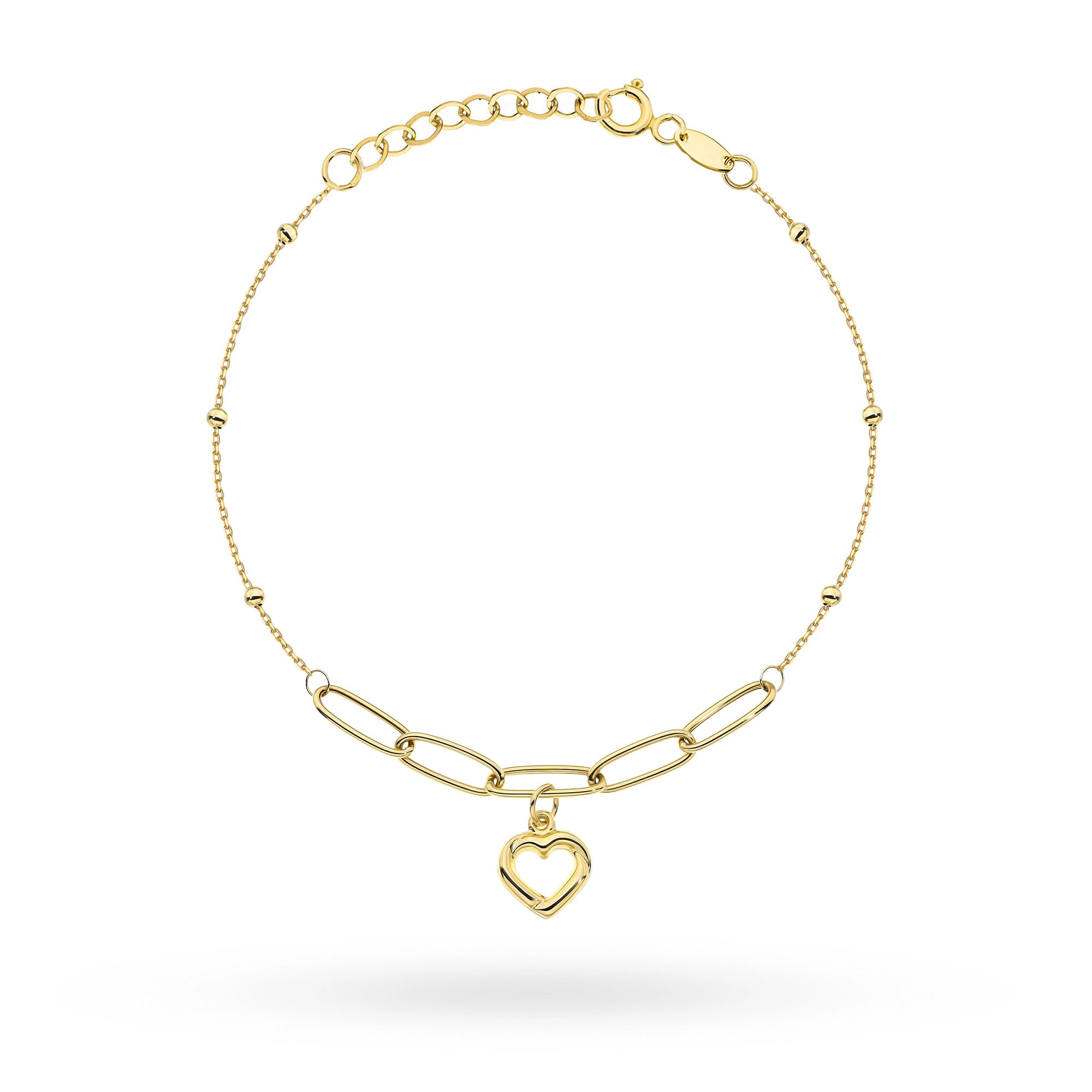 zlatý náramek se srdcem a korálky b-gw-447-585