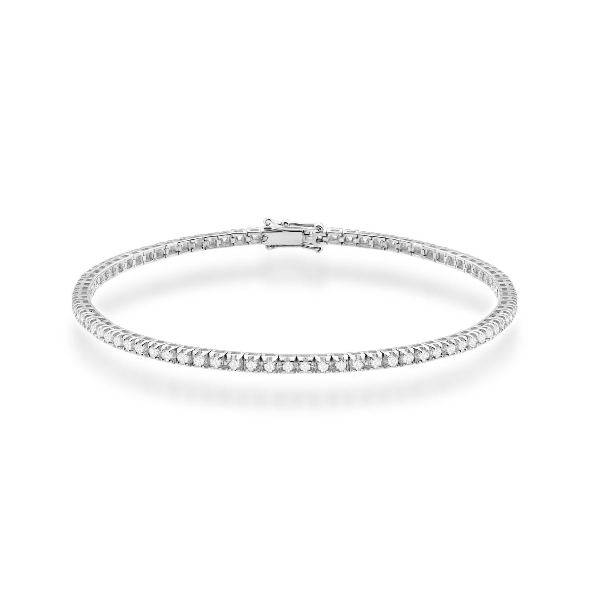 Tenisový náramek z bílého zlata s 74 round lab-grown diamanty – 1.073ct