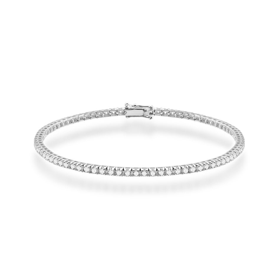 Tenisový náramek z bílého zlata s 74 round lab-grown diamanty – 1.073ct