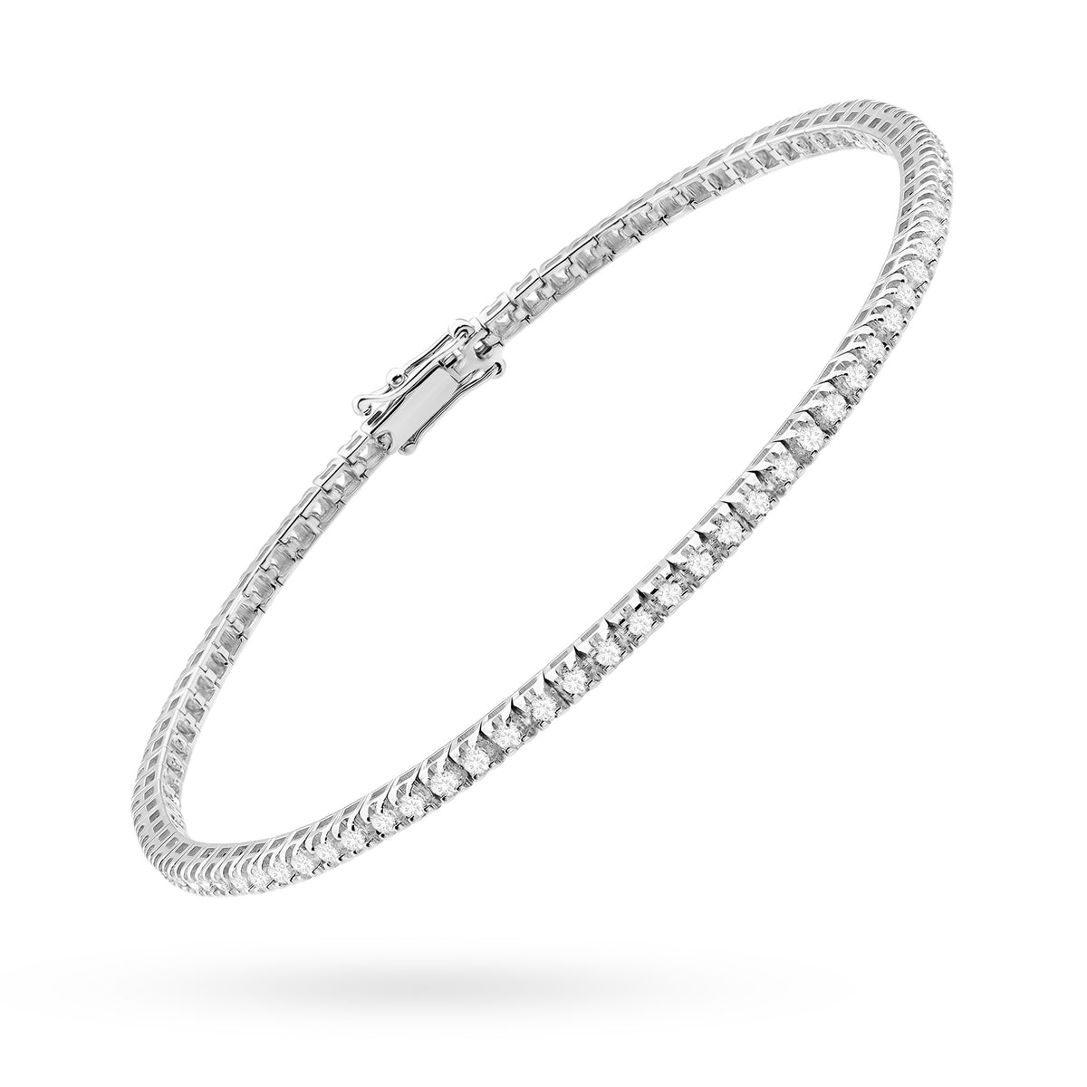 Tenisový náramek z bílého zlata s 74 round lab-grown diamanty – 1.073ct