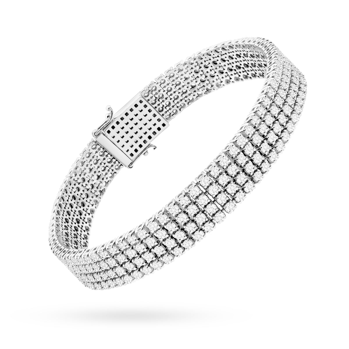 Čtyřřadý tenisový náramek z bílého zlata s 300 round lab-grown diamanty – 6.00ct