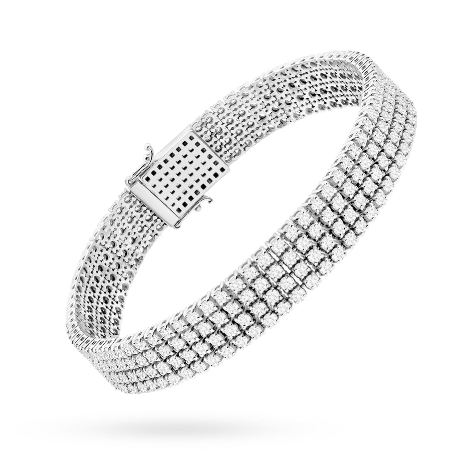 Čtyřřadý tenisový náramek z bílého zlata s 300 round lab-grown diamanty – 6.00ct