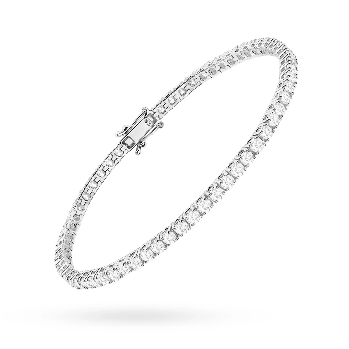 GREMARI 14K white gold tennis bracelet with 3.72ct round lab-grown diamonds – side view