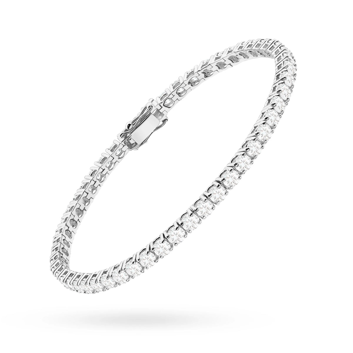 GREMARI 14K white gold tennis bracelet with 4.62ct round lab-grown diamonds – side view