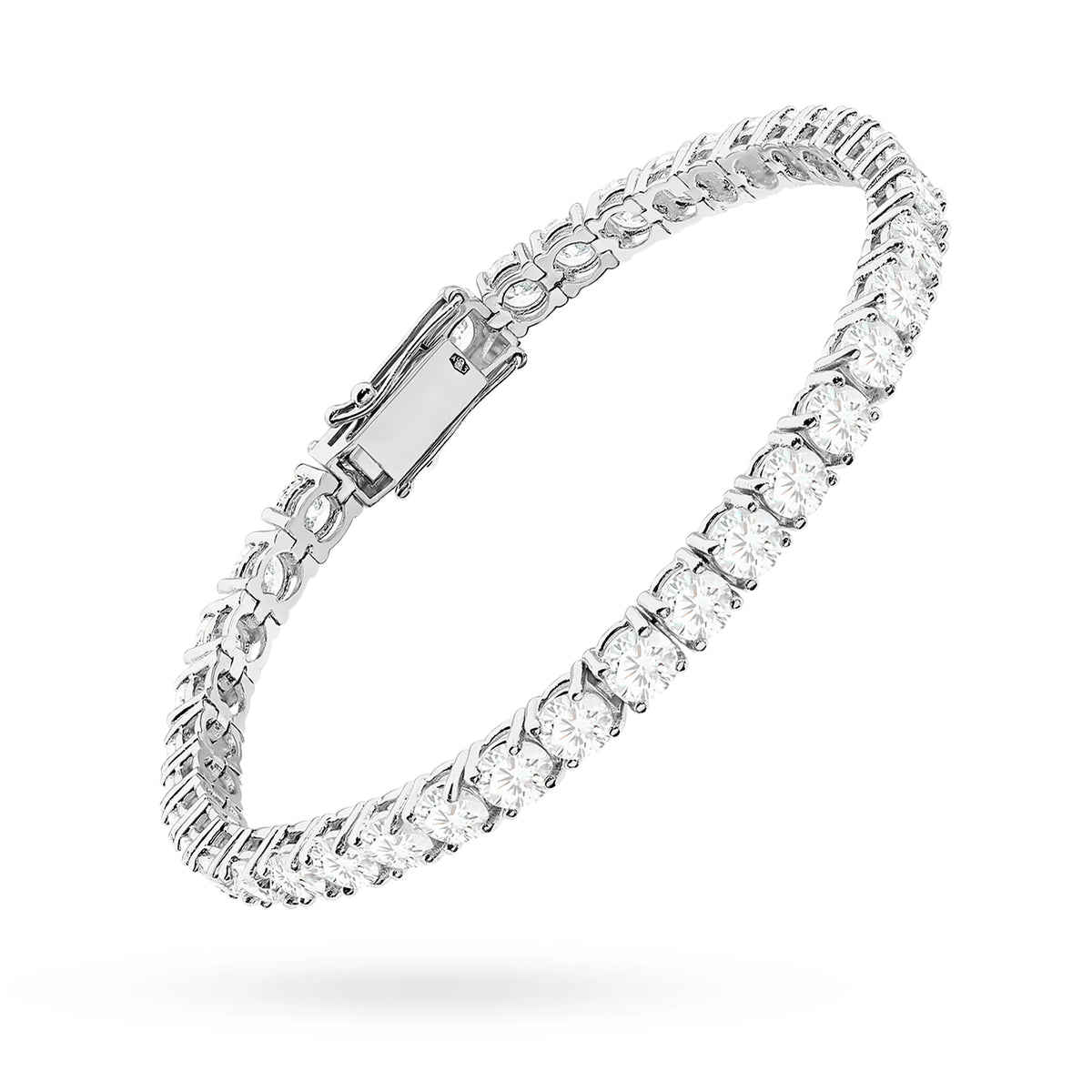 GREMARI 14K white gold tennis bracelet with 12.00ct round lab-grown diamonds – side view