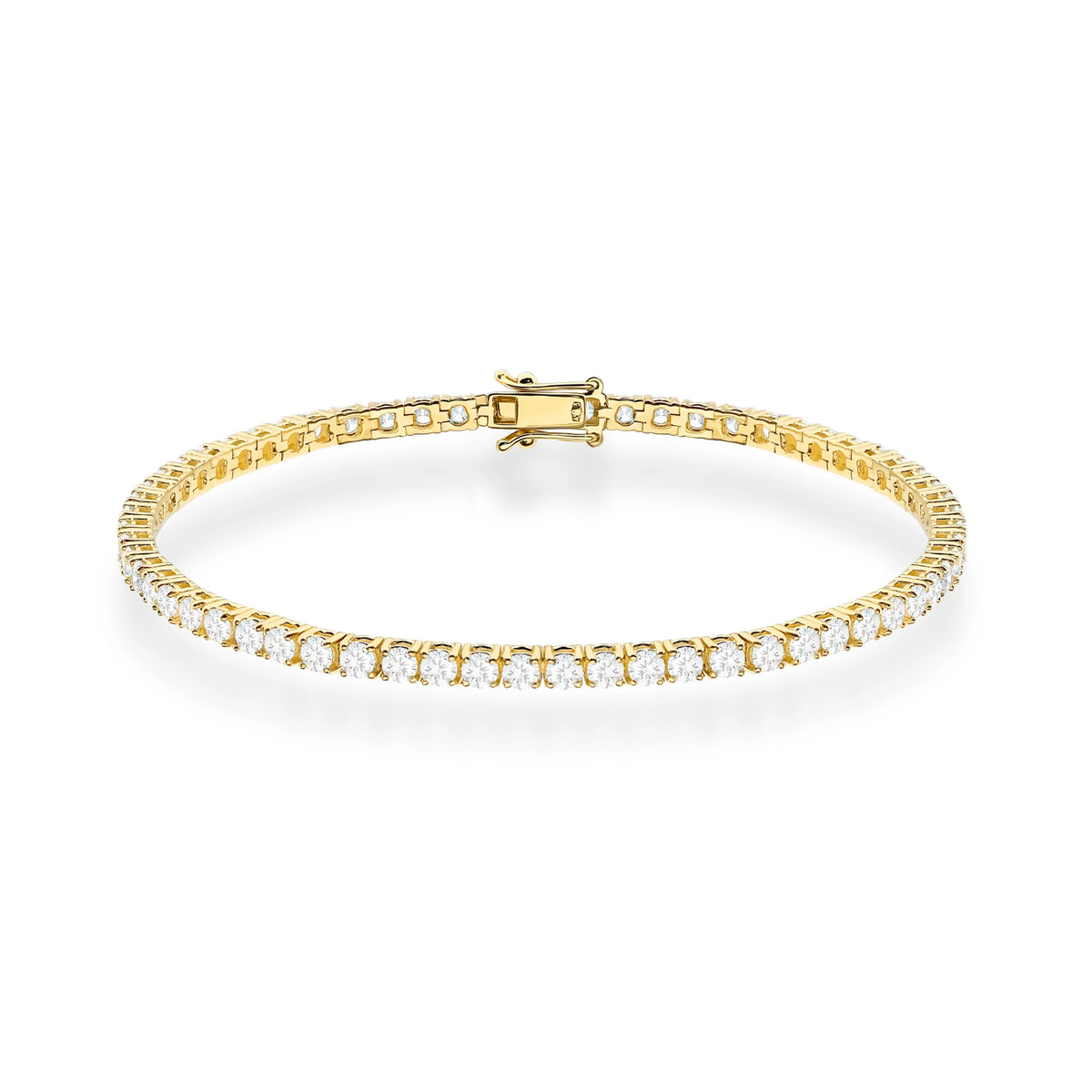 GREMARI 14K yellow gold tennis bracelet with 3.48ct round lab-grown diamonds – front view
