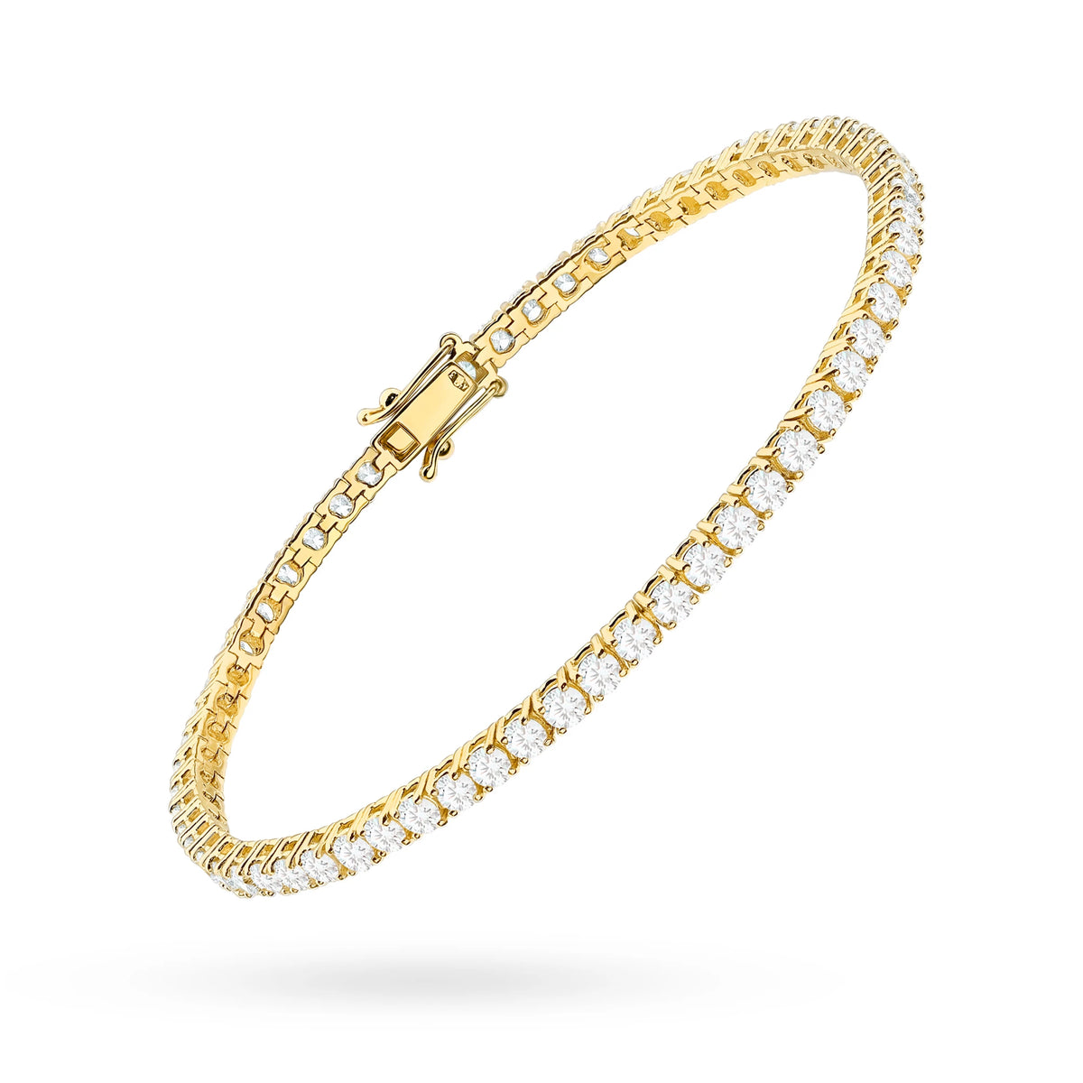 GREMARI 14K yellow gold tennis bracelet with 3.96ct round lab-grown diamonds – side view