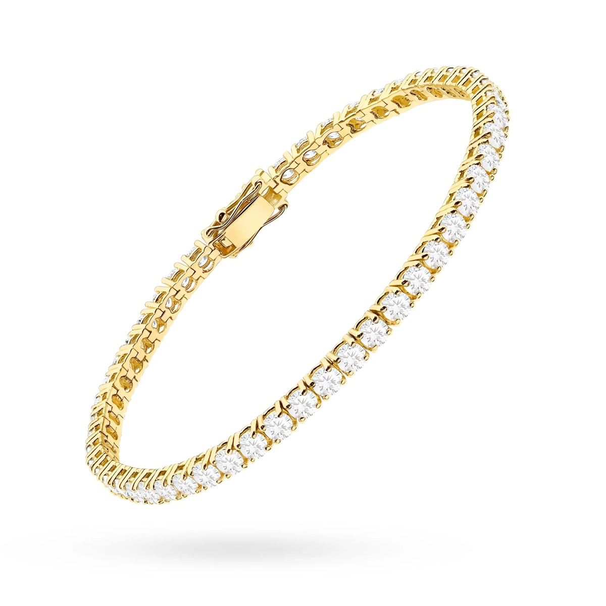 GREMARI 14K yellow gold tennis bracelet with 4.20ct round lab-grown diamonds – side view