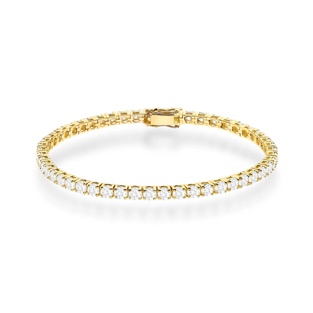GREMARI 14K yellow gold tennis bracelet with 4.62ct round lab-grown diamonds – front view