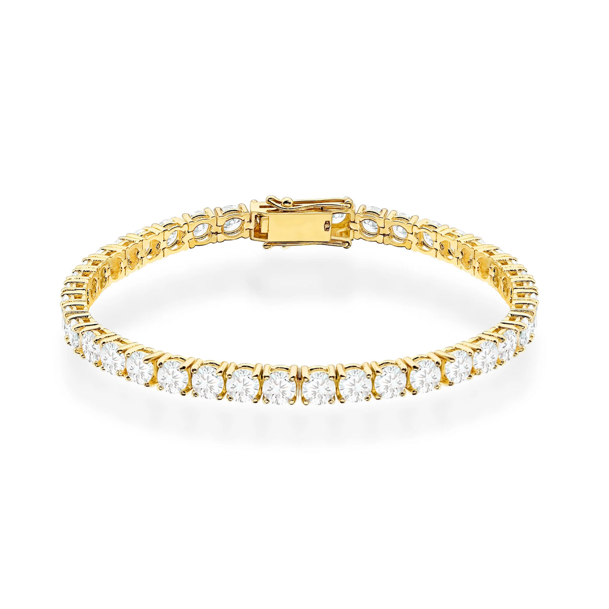 GREMARI 14K yellow gold tennis bracelet with 6.24ct round lab-grown diamonds – front view