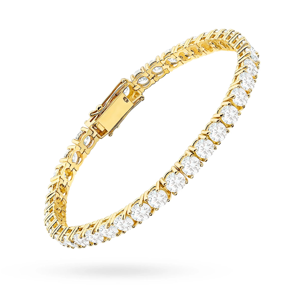 GREMARI 14K yellow gold tennis bracelet with 12.00ct round lab-grown diamonds – side view