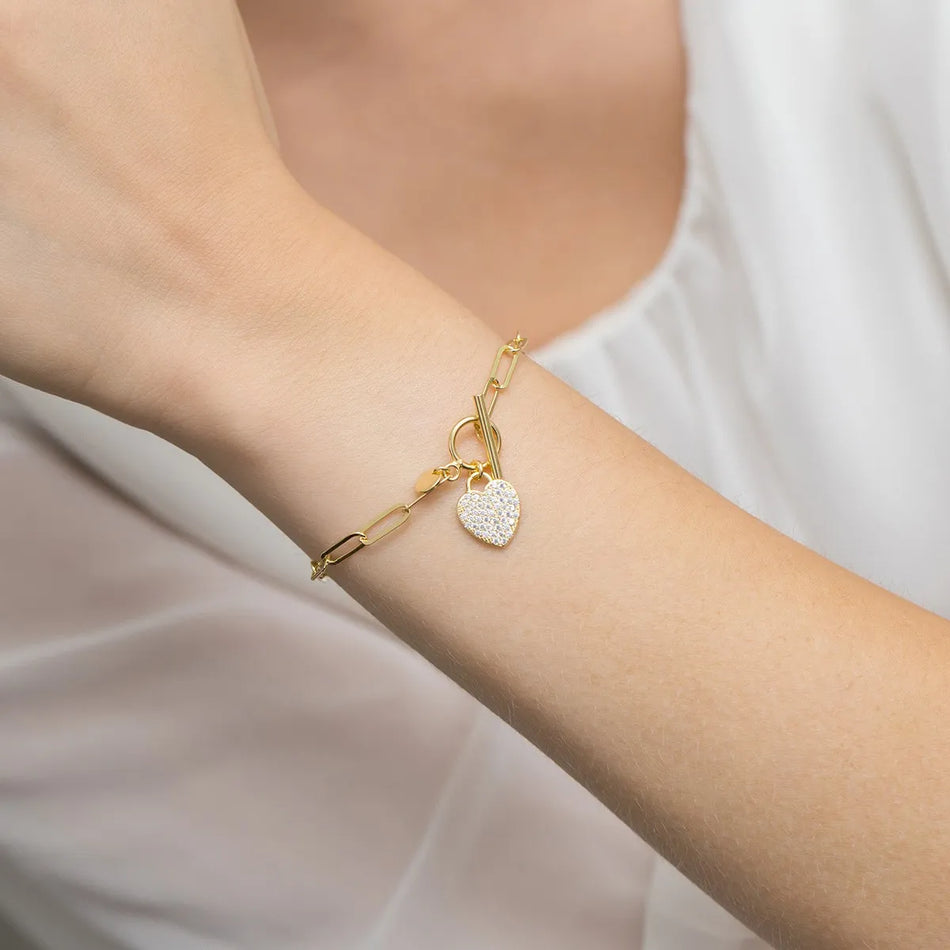 Gold-plated Silver Bracelet with Zirconia Romantic