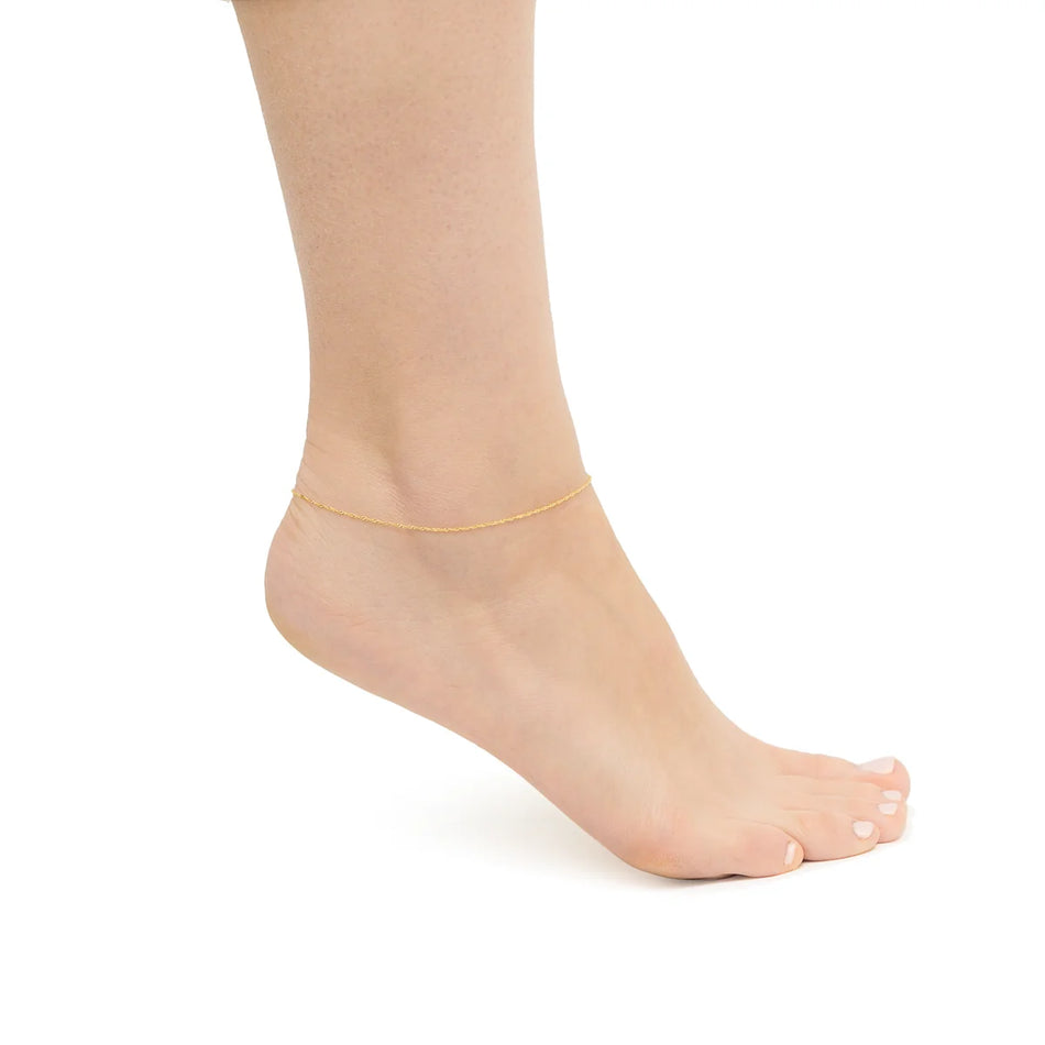 Zlatý kotníkový řetízek Řetízek Singapur 1,0 mm