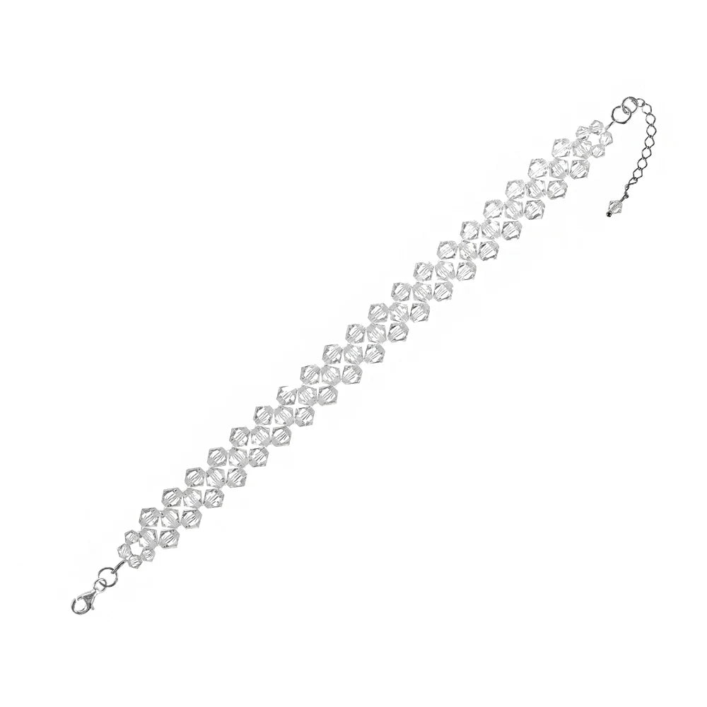 klasický stříbrný svatební náramek s krystaly Swarovski bw022