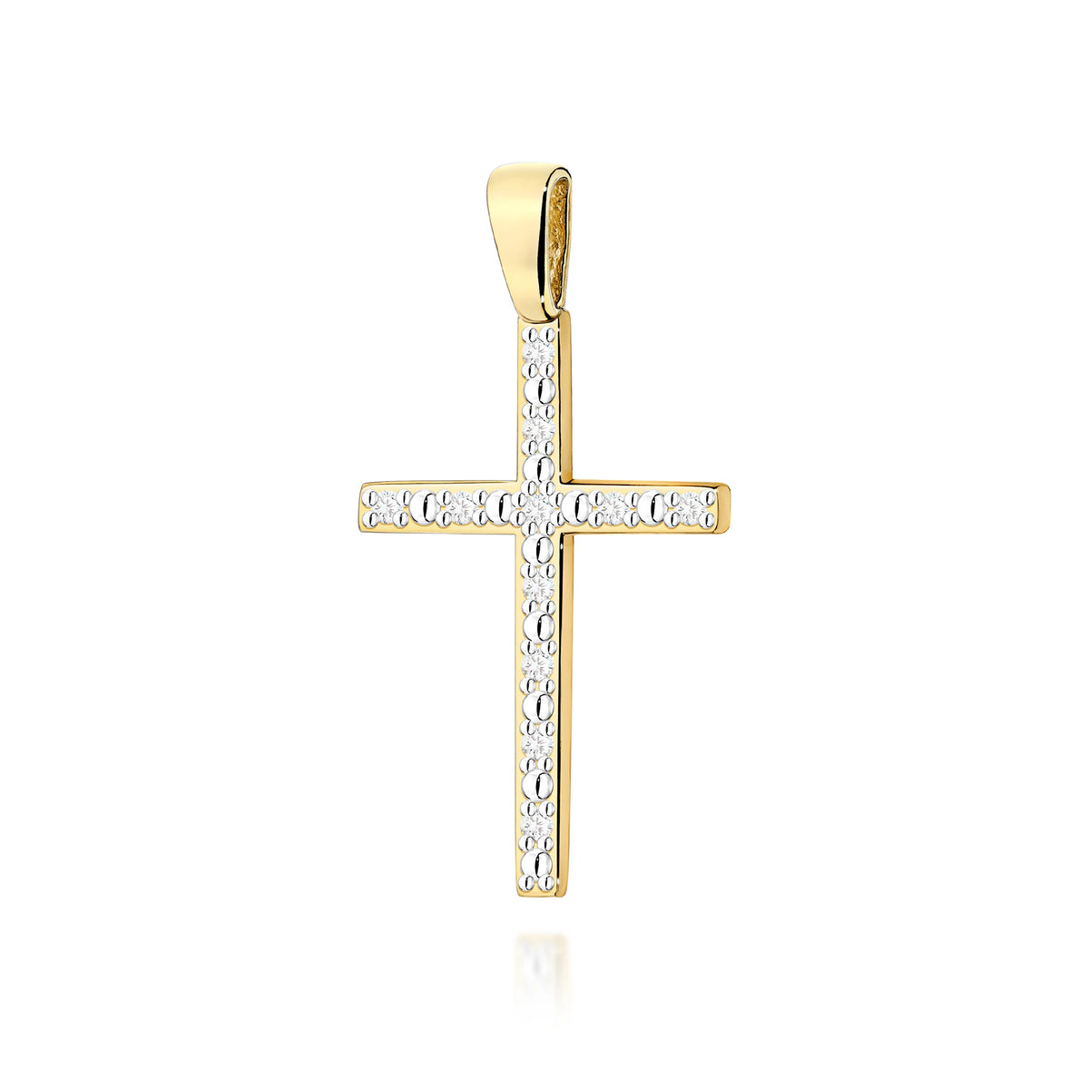 Křížek ze žlutého zlata s diamanty 0,05 ct