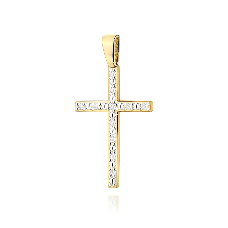 Zlatý křížový přívěsek s diamanty