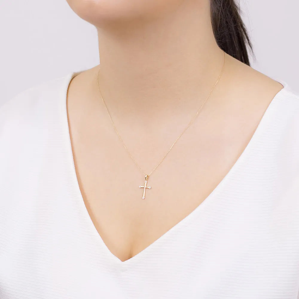zlatý křížek s přívěskem a zirkonem d267 585 c