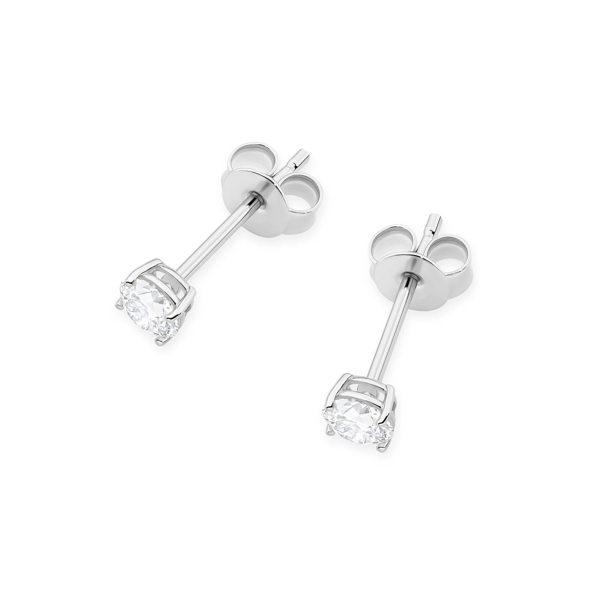 White Gold Stud Earrings with 2 × 0,30ct Round Diamonds | 585 (14k) White Gold Stud Earrings
