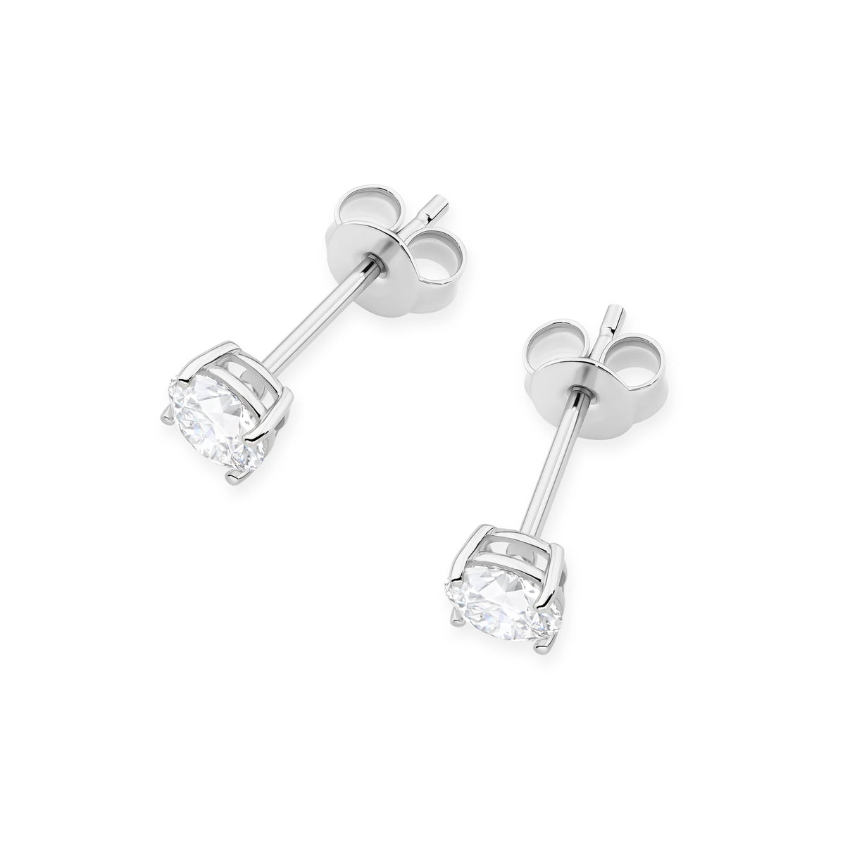 White Gold Stud Earrings with 2 × 0,50ct Round Diamonds | 585 (14k) White Gold Stud Earrings
