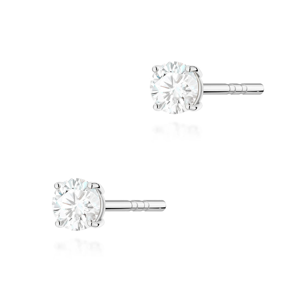 White Gold Stud Earrings with 2 × 0,15ct Round Lab-Grown Diamonds | 585 (14k) White Gold Stud Earrings