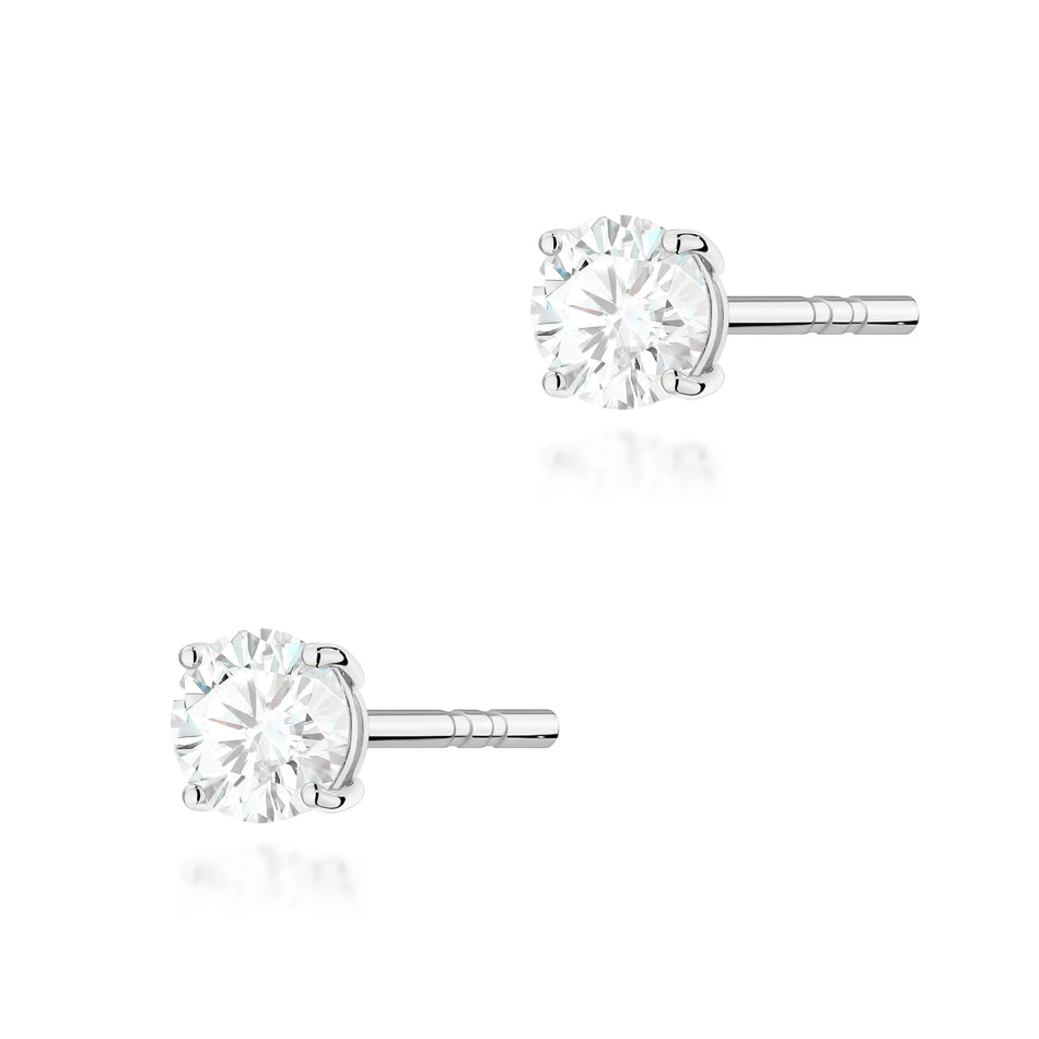 White Gold Stud Earrings with 2 × 0,30ct Round Lab-Grown Diamonds | 585 (14k) White Gold Stud Earrings
