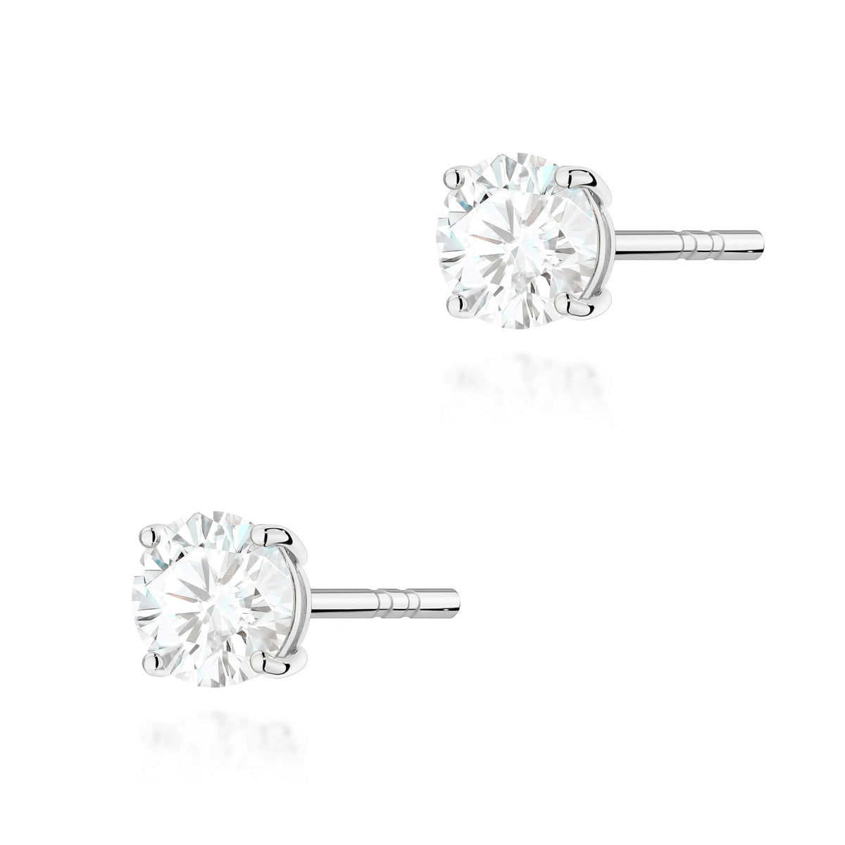 White Gold Stud Earrings with 2 × 0,50ct Round Lab-Grown Diamonds | 585 (14k) White Gold Stud Earrings