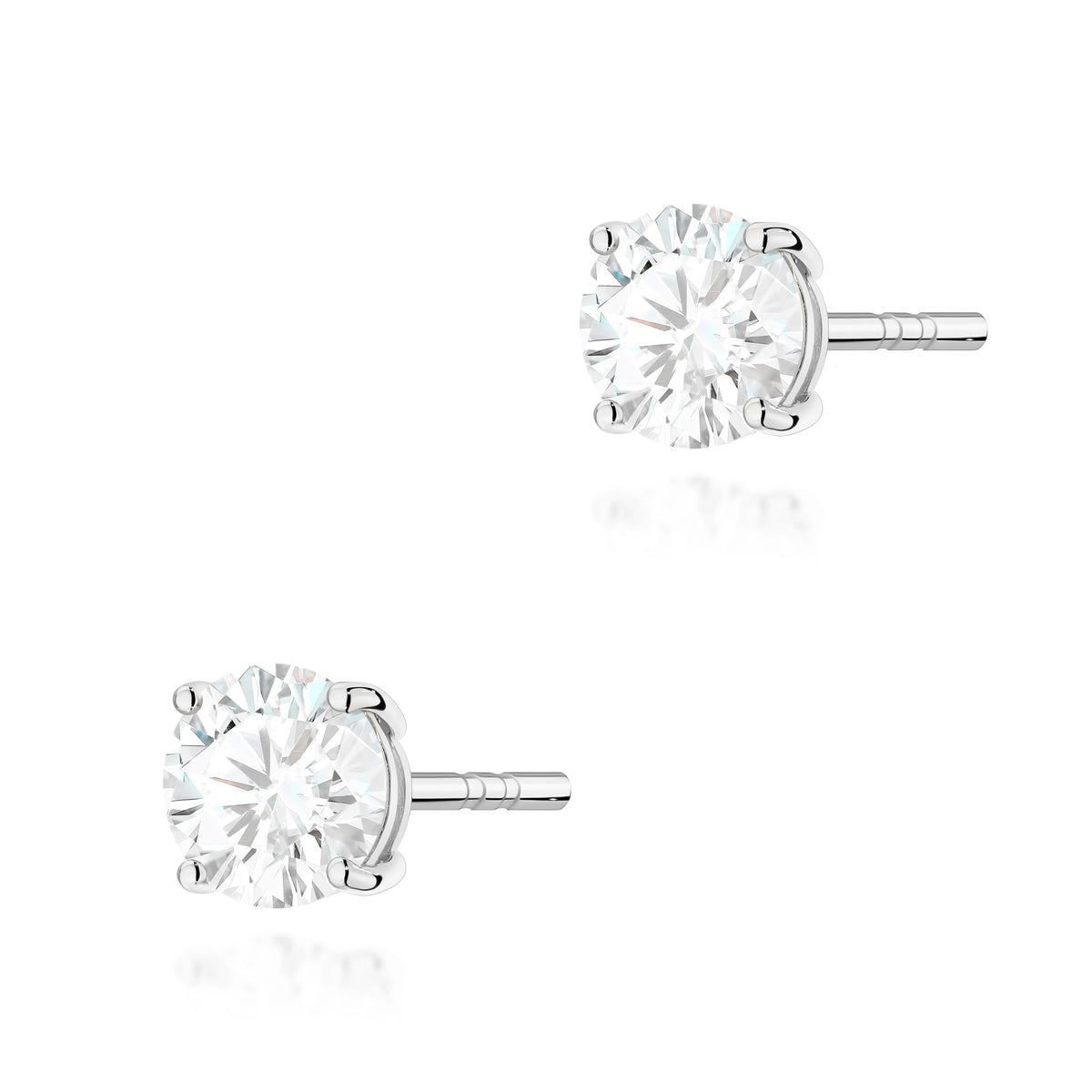 White Gold Stud Earrings with 2 × 0,70ct Round Lab-Grown Diamonds | 585 (14k) White Gold Stud Earrings