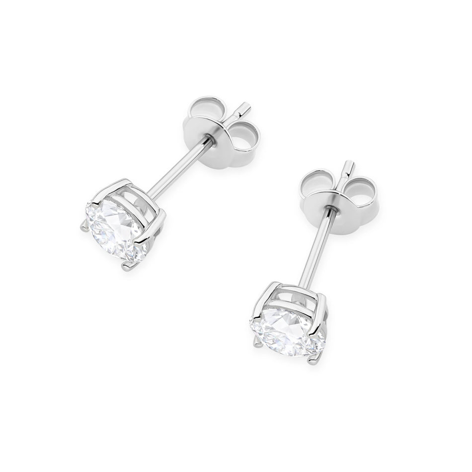 White Gold Stud Earrings with 2 × 0,70ct Round Lab-Grown Diamonds | 585 (14k) White Gold Stud Earrings