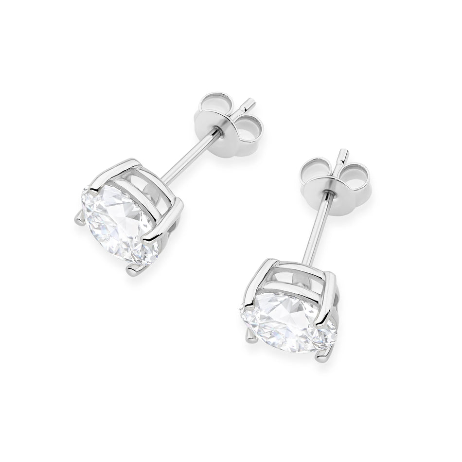 White Gold Stud Earrings with 2 × 2,00ct Round Lab-Grown Diamonds | 585 (14k) White Gold Stud Earrings
