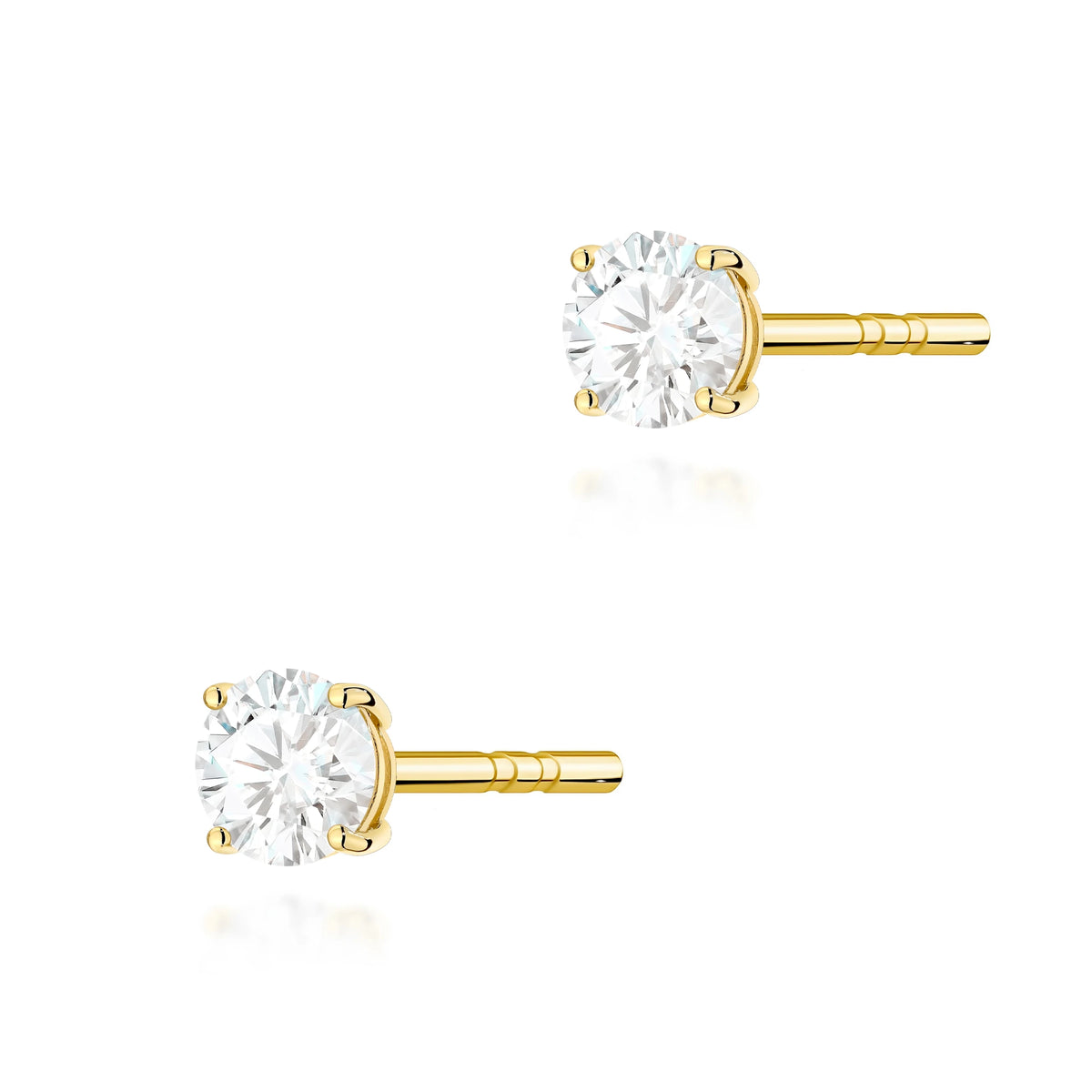 Yellow Gold Stud Earrings with 2 × 0,15ct Round Diamonds | 585 (14k) Yellow Gold Stud Earrings