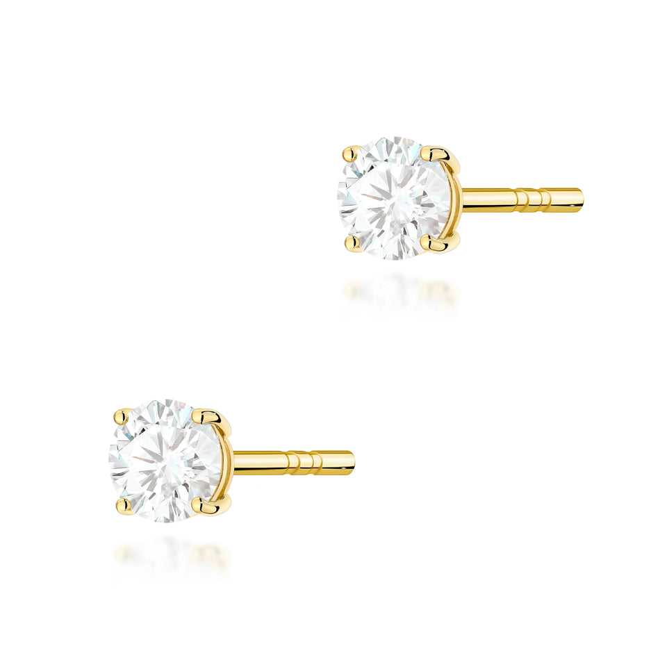 Yellow Gold Stud Earrings with 2 × 0,30ct Round Diamonds | 585 (14k) Yellow Gold Stud Earrings