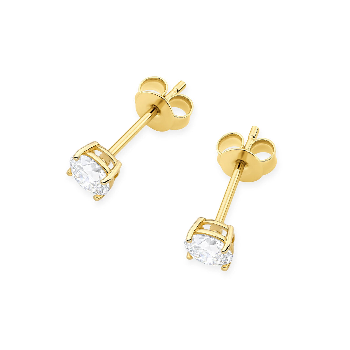 Yellow Gold Stud Earrings with 2 × 0,50ct Round Diamonds | 585 (14k) Yellow Gold Stud Earrings