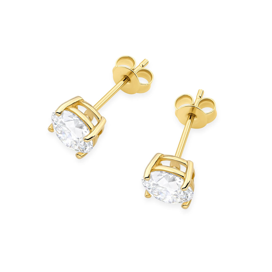 Yellow Gold Stud Earrings with 2 × 1,50ct Round Lab-Grown Diamonds | 585 (14k) Yellow Gold Stud Earrings