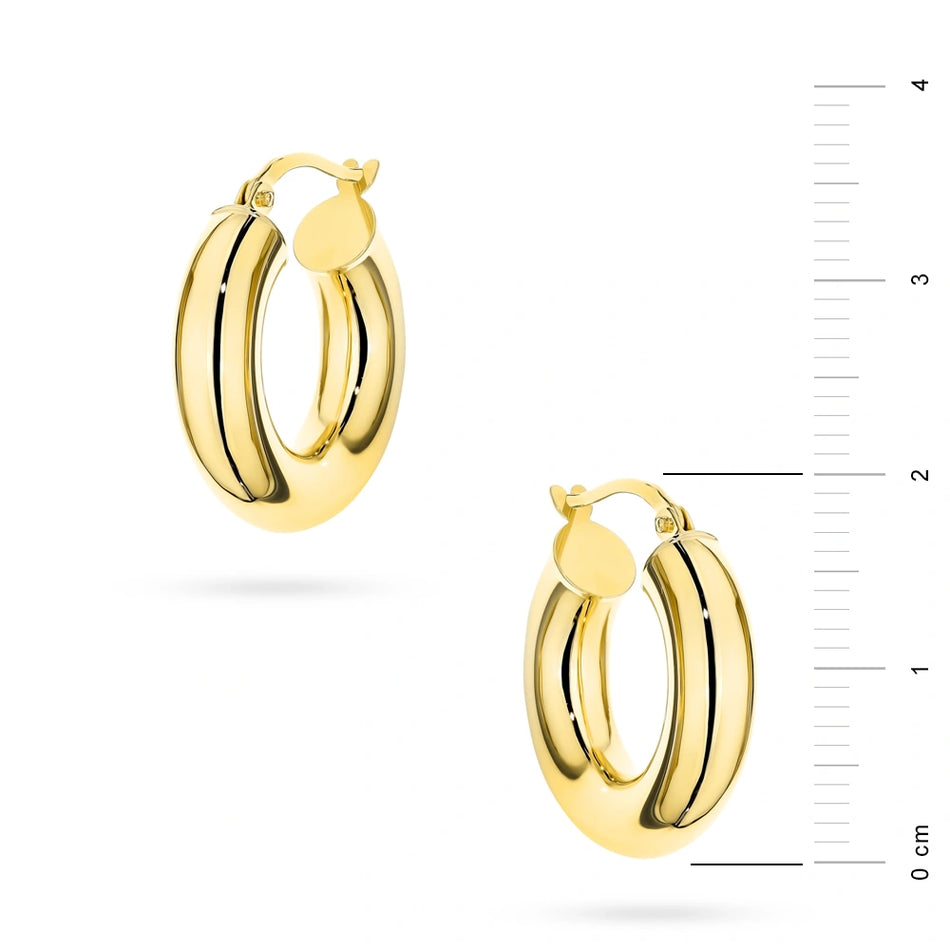 Yellow Gold Wide Smooth Hoop Earrings | 585 (14k) Yellow Gold English Clasp Earrings