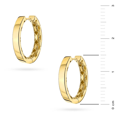 Yellow Gold Smooth Hoop Earrings with Openwork Interior | 585 (14k) Yellow Gold English Clasp Earrings