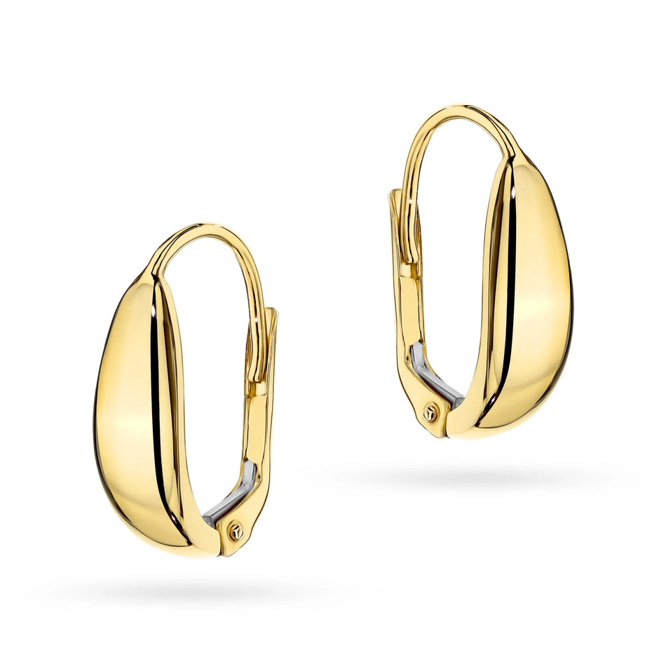 Yellow Gold Smooth Teardrop Earrings with English Clasp | 585 (14k) Yellow Gold English Clasp Earrings