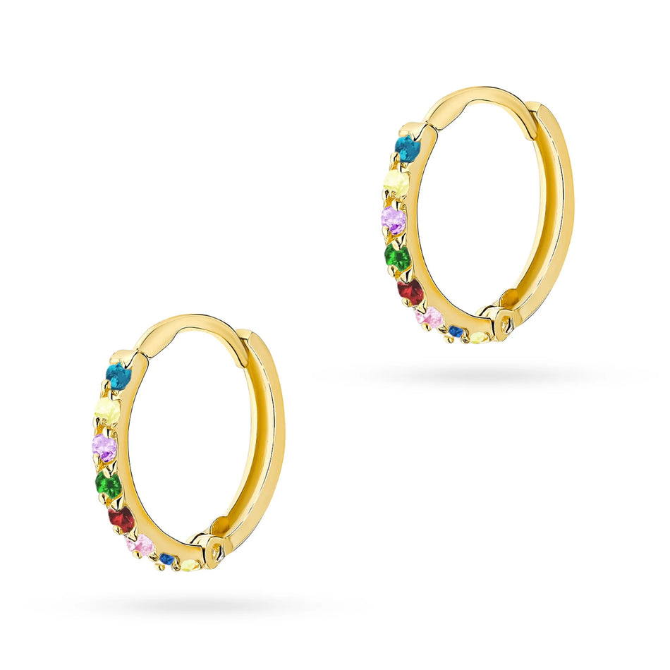 Children’s Gold Hoop Earrings with Multicolored Zirconia