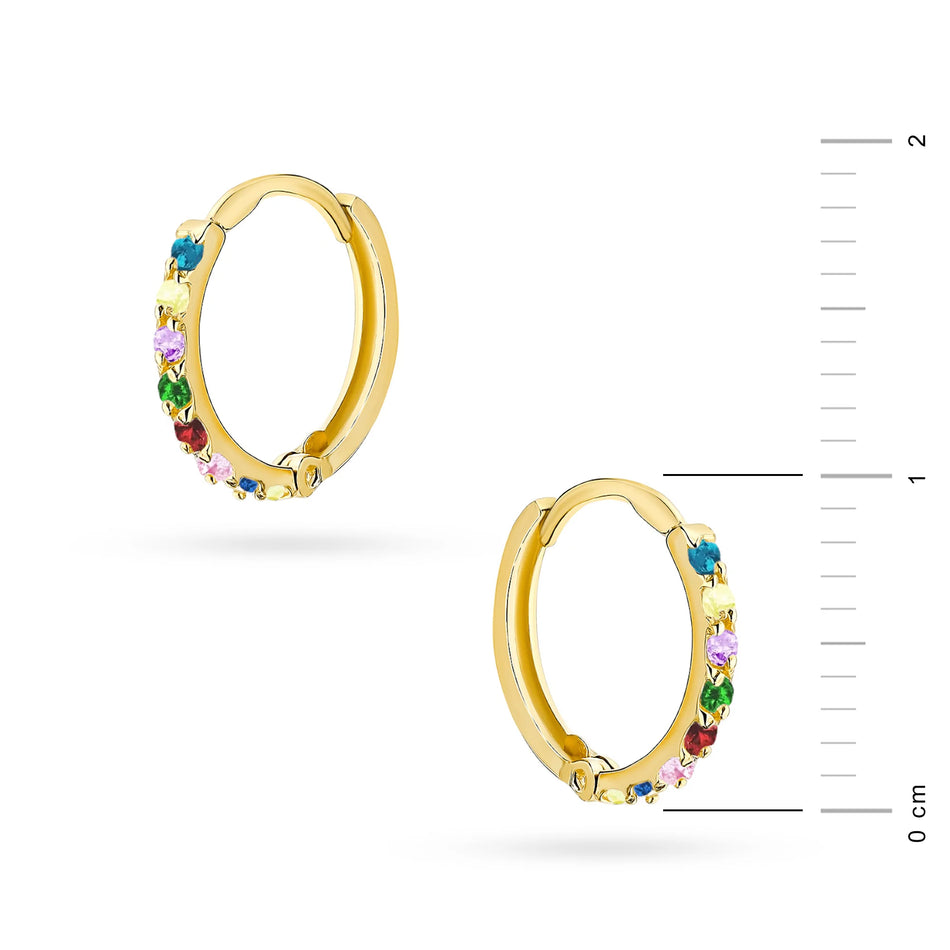 Children’s Gold Hoop Earrings with Multicolored Zirconia