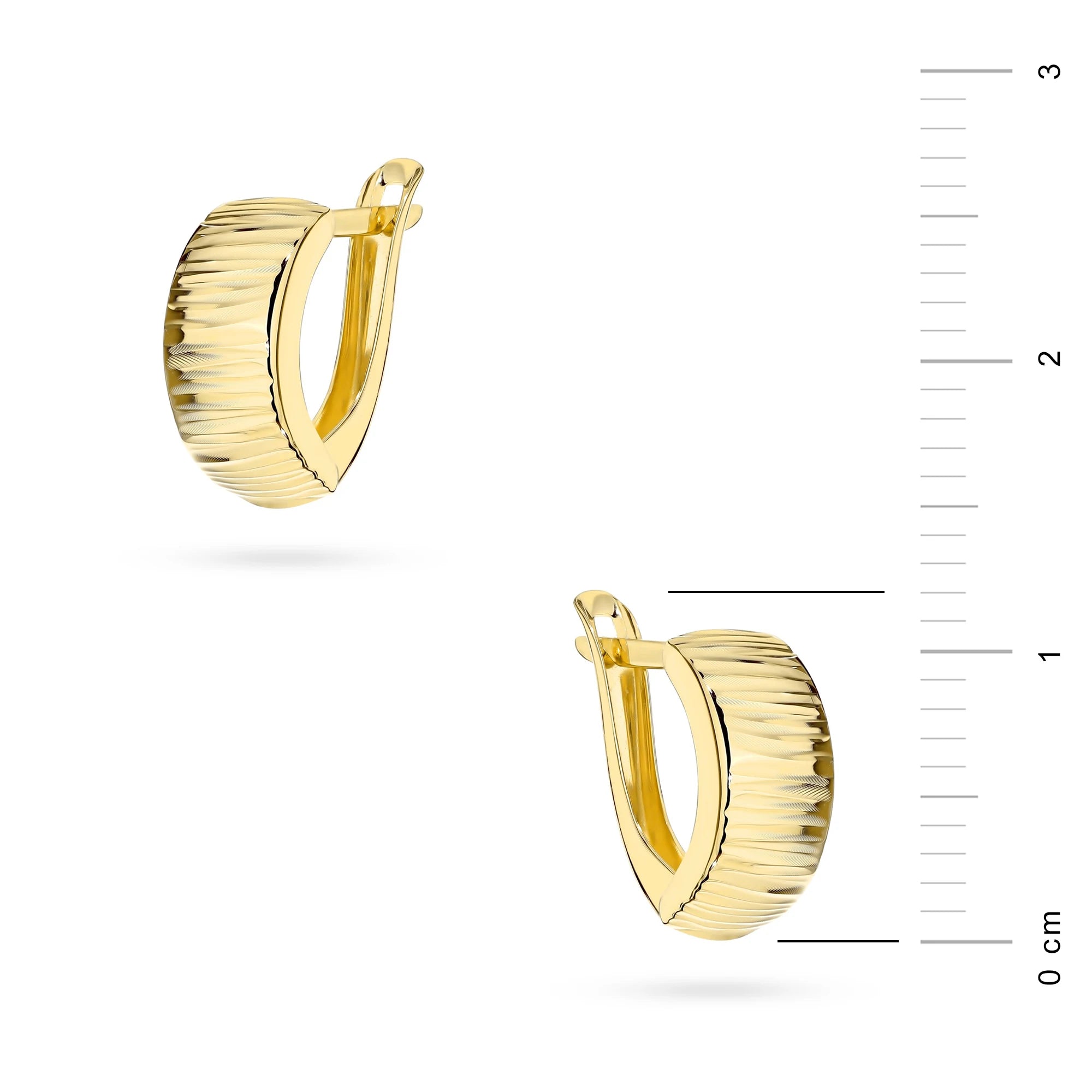 Yellow Gold Grooved Hoop Earrings | 585 (14k) Yellow Gold English Clasp Earrings