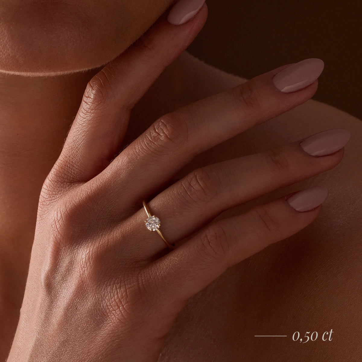 Gremari Seven Grace zásnubní prsten z růžového zlata s 0,50 ct přírodním diamantem – Round/Brilliant
