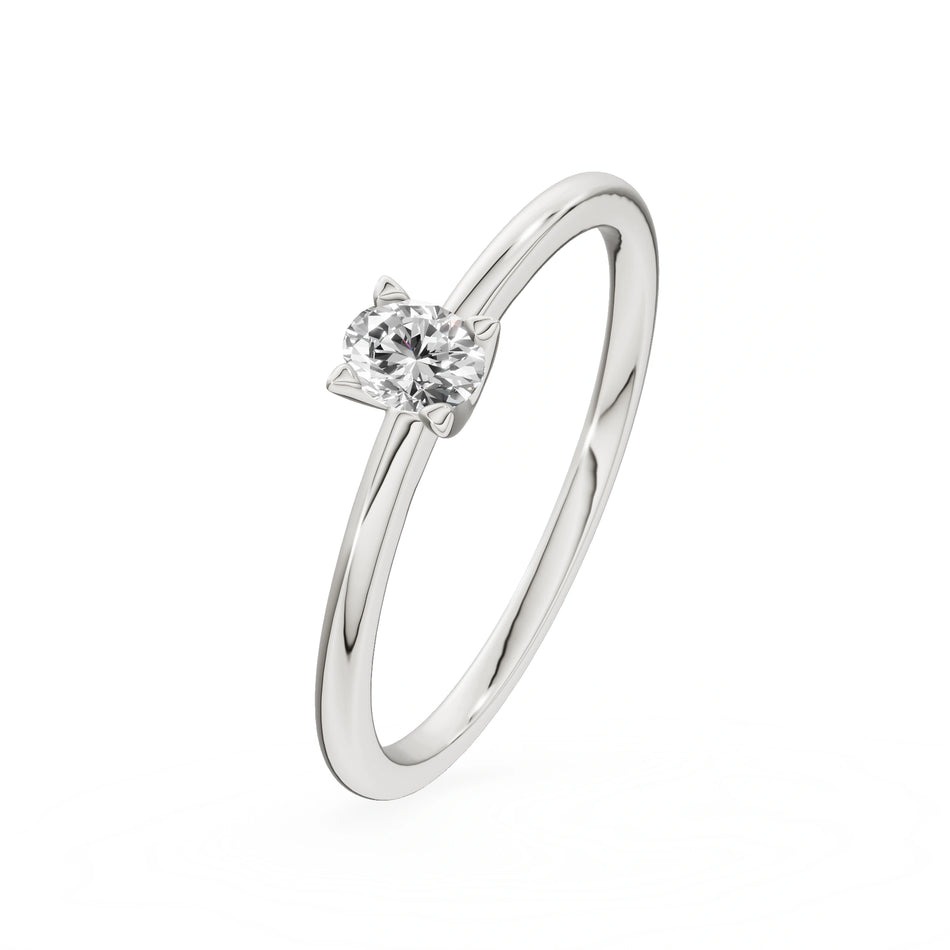 Gremari Seven Grace zásnubní prsten z bílého zlata s 0,15 ct lab-grown diamantem – Oval
